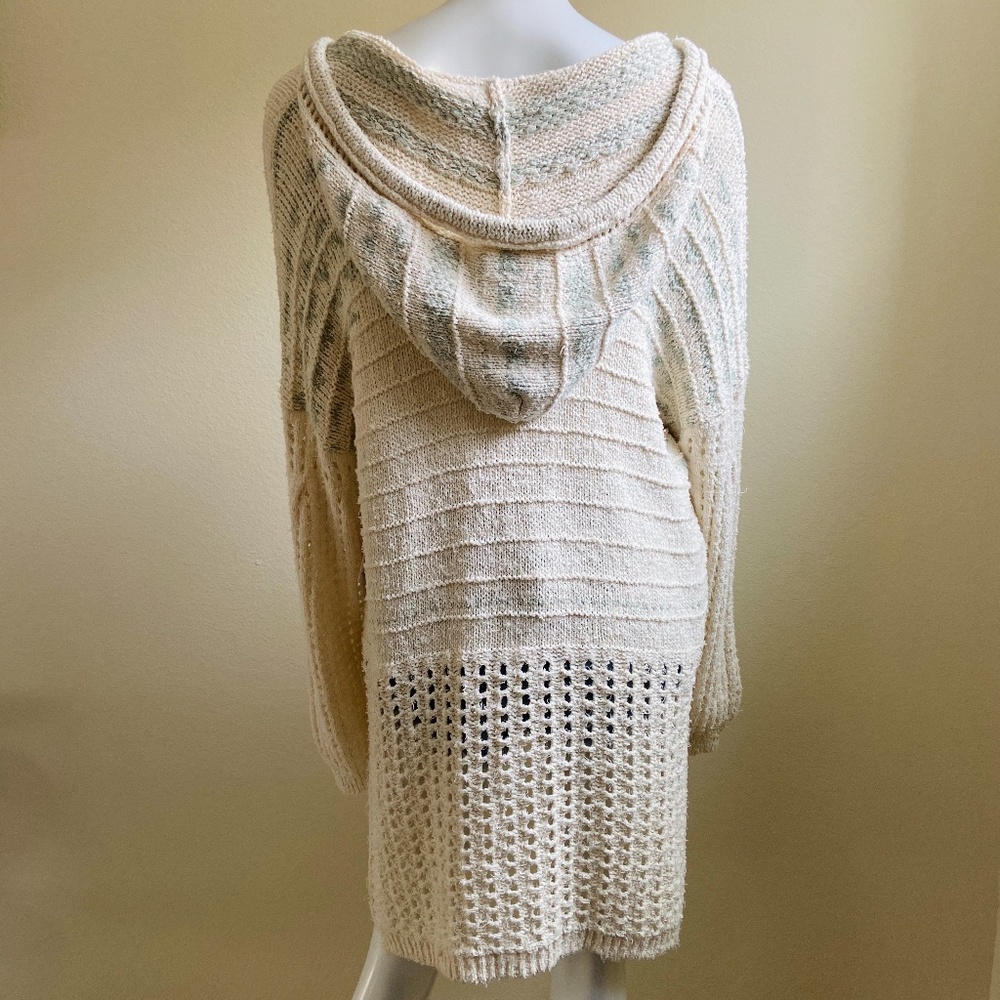 FREE PEOPLE hooded v-neck crochet sweater NWT - Picture 4 of 8